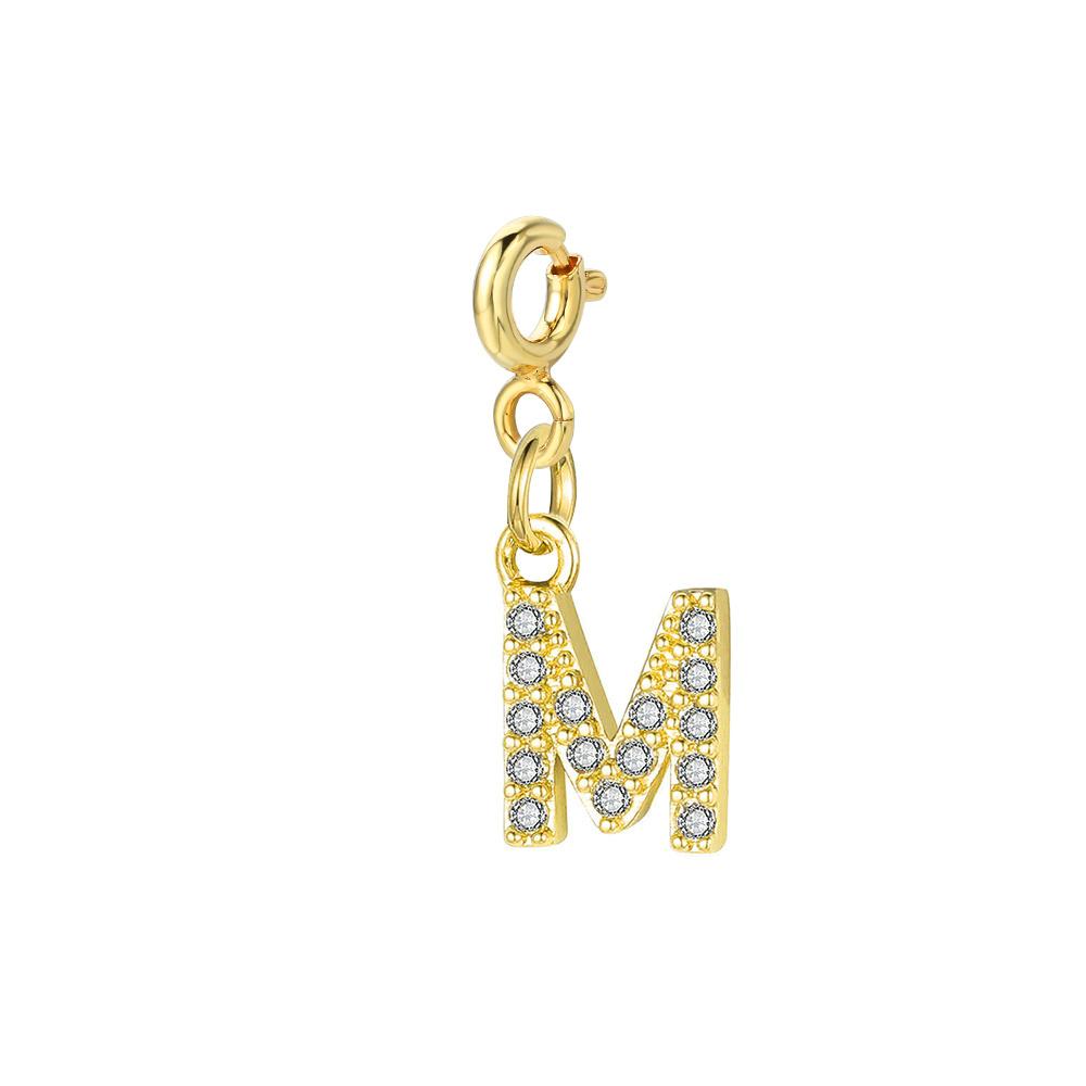 Trendy Gold Color Micro-inserts Zircon Alphabet Charm DIY Making Letter Pendant Necklace Bracelet Accessories Fashion Jewelry