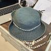 Big Brimmed Denim Bucket Hat Letter Sunscreen Hat Retro Jeans Fisherman Hat  Travel