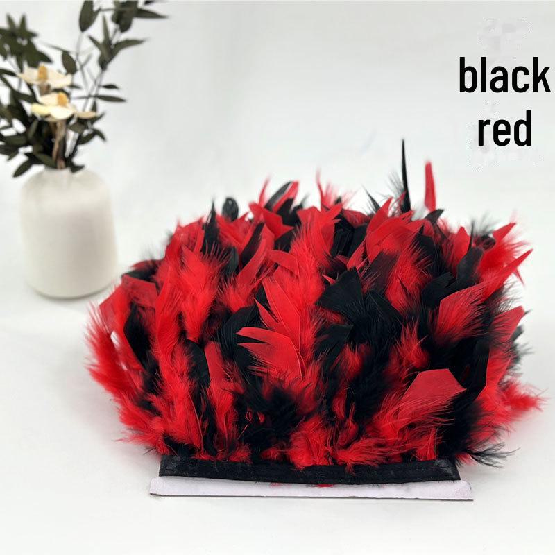 Red Lace Net Turkey Feather Strips for DIY Handmade Wedding Dance Costumes and Decorations