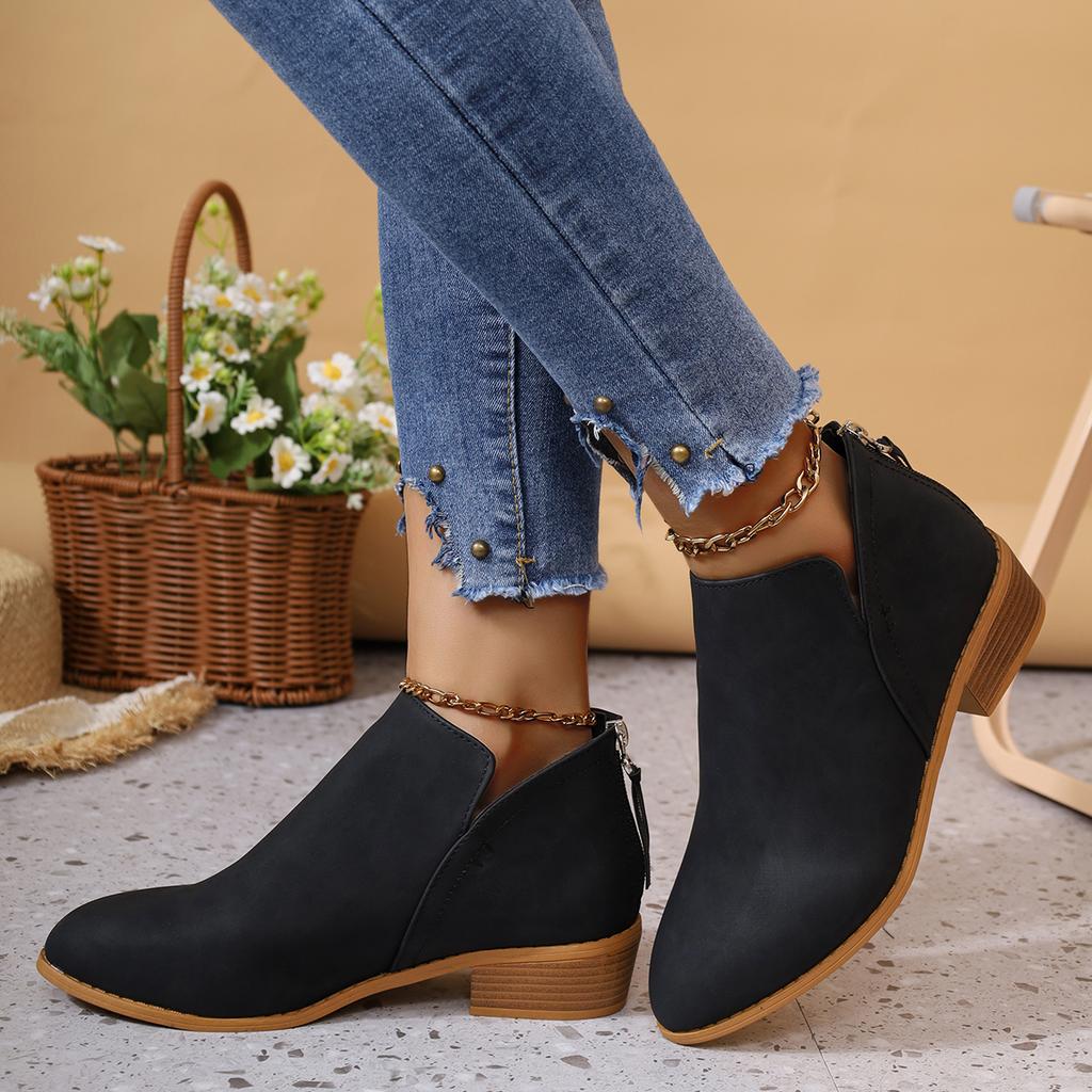 Женские сапоги, новые осенние сапоги с острым носком и толстым каблуком, женские сапоги больших размеров, удобная модная обувь для женщин, Botas De Mujer