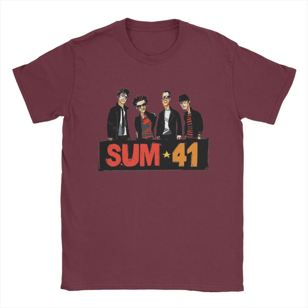 Novelty Band Sum 41 T-Shirt for Men Crew Neck Pure Cotton T Shirts SUM41 Punk Short Sleeve Tees Graphic Printed Clothing