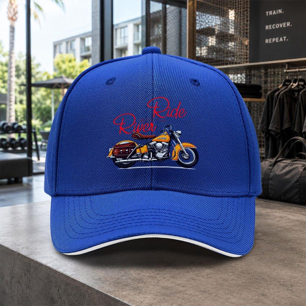 1pc Easy Motorcycle Pattern Mens Sandwich Baseball Cap Unisex Style Easy Lightweight Adjustable Outdoor Duckbill Cap Suitable F