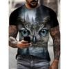 3D Print Colorful Cool Owl T Shirt For Men Fun Animal Pattern Short-Sleeved Tees Streetwear Tops O-Neck Oversize T-Shirt Clothes