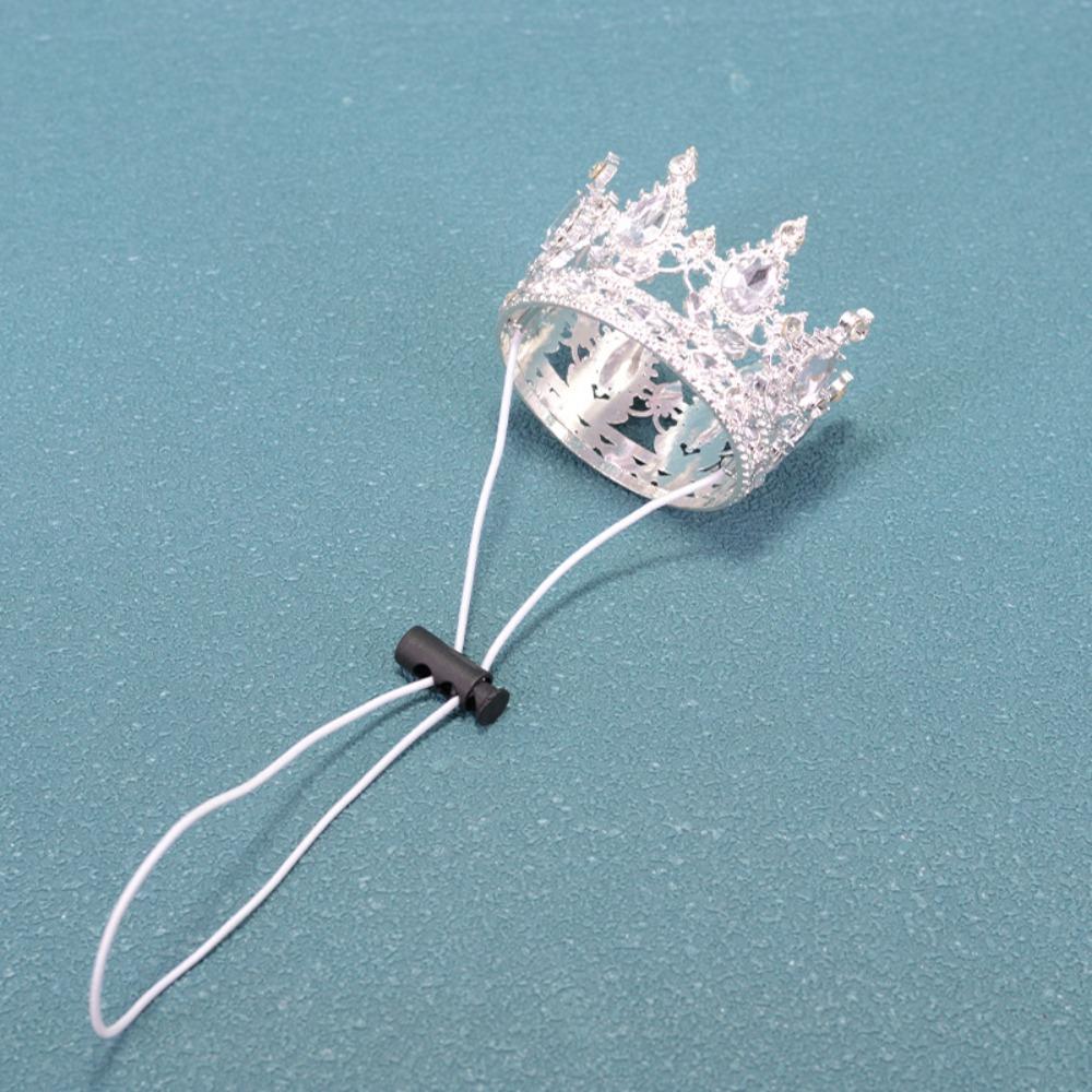 Новая Корона для питомца из сплава со стразами Регулируемый шнурок Сверкающая тиара с гальваническим покрытием Золотая/Серебряная Шляпы для питомцев Костюм