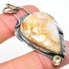 Natural Mud Crack Fossil,Citrine Gemstone 925 Sterling Silver Pendant 2.40" l0Q94