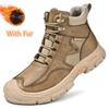 Men Lace-Up Mens Motocross Boots All-match Hiking Ankle Boots 2024 New Male Comfortable Sneakers Leather Fashion Walking Shoes