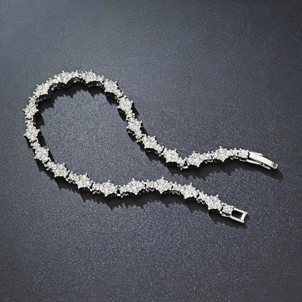 American Hip Hop Men Flowers Zircon Crystal Bracelet Vintage Gold Color Stainless Steel Jewelry Fashion Accessories Gift