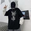 Женская футболка Harajuku с принтом, японские комиксы ужасов, черная футболка большого размера с длинными рукавами для женщин, уличная одежда в стиле хип-хоп, готические топы Y2k