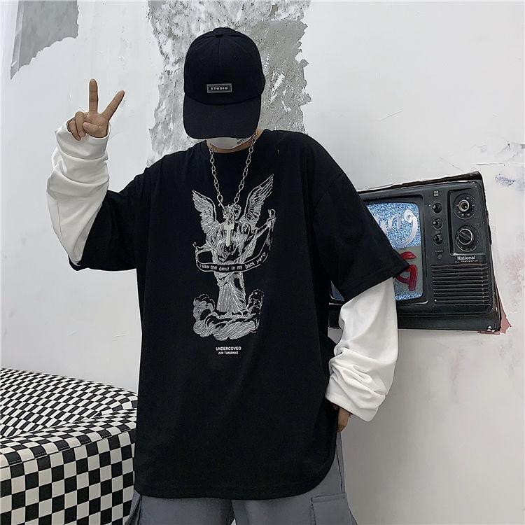 Женская футболка Harajuku с принтом, японские комиксы ужасов, черная футболка большого размера с длинными рукавами для женщин, уличная одежда в стиле хип-хоп, готические топы Y2k