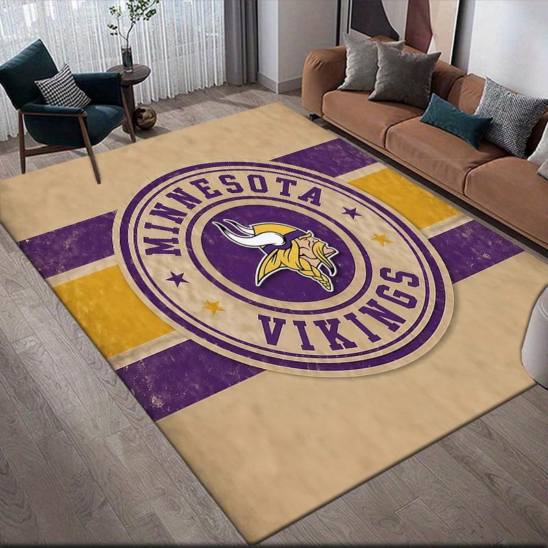 Minnesota Vikings3 Flannel Pattern Square Carpet,Area Rug,Carpet Rug for Living Room Bedroom Sofa Playroom Decor,Non-slip Floor Mat
