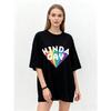Oversized T-Shirt Black Kinda Gay Rainbow Print Graphic Tee Casual Streetwear Unisex Fashion Top for Everyday Wear