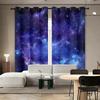 2PC перфорированная штора из полиэстера с высокой степенью затемнения, двухсторонняя матовая, двойное открывание слева и справа, сине-фиолетовая туманность галактика