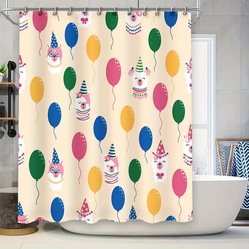 Party Animal Party Balloon Shower Curtain for Bathroom Decor