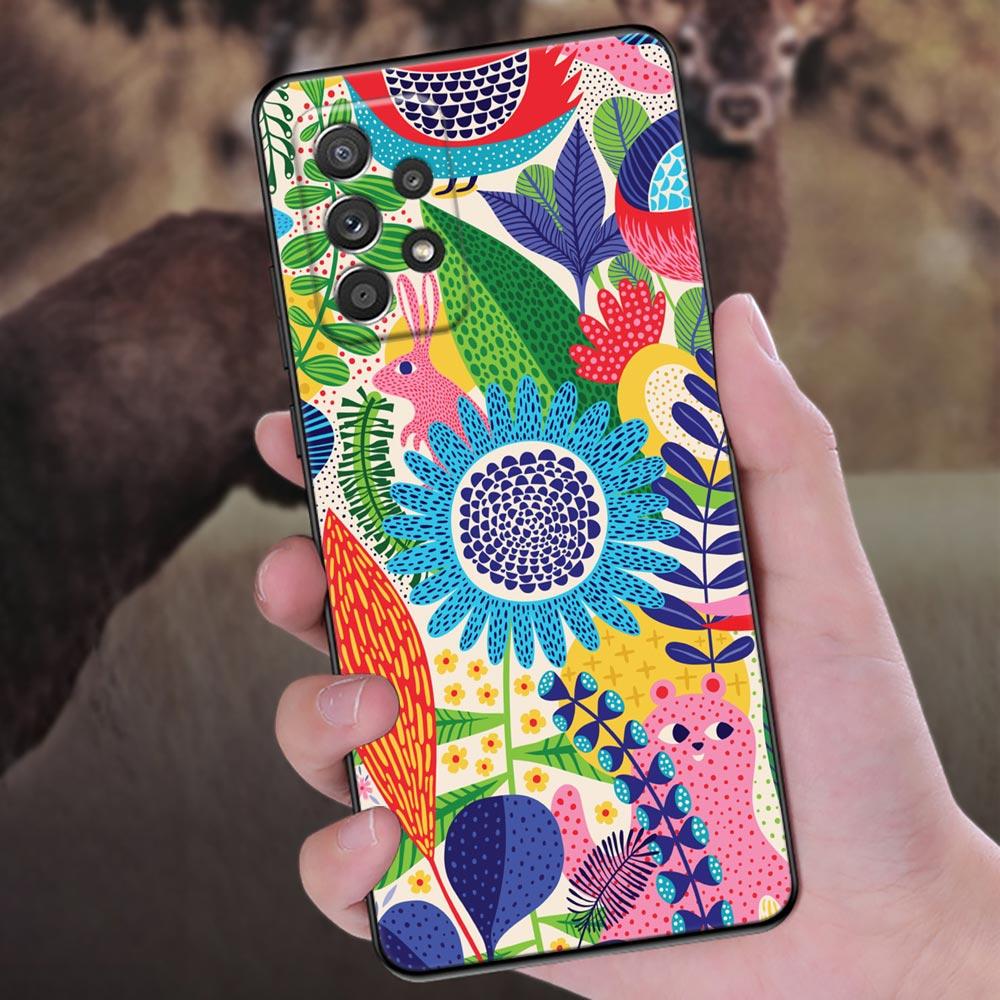 Иллюстрация джунглей Змея Кошки Ленивец Чехол для телефона для Samsung Galaxy A57 A56 A37 A55 A36 A26 A54 A52 A35 A34 A25 A17 A16 A07 Чехол