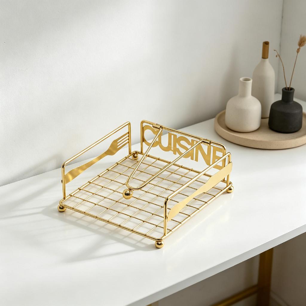 Iron Napkin Holder With Geometric Design For Dining Room And Cafe Decor