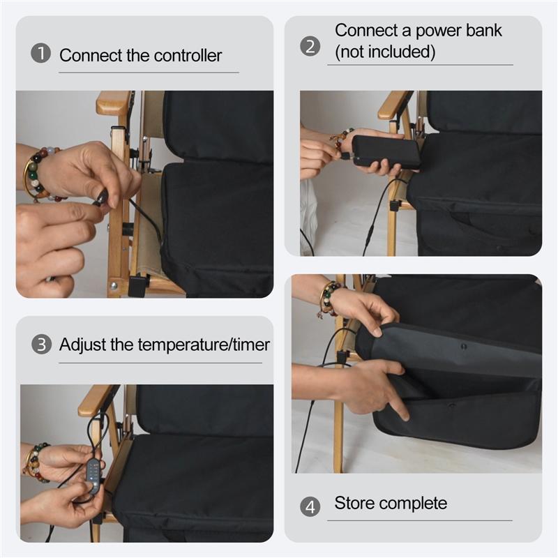 USB Электрическая Подушка для Сиденья с Подогревом, 5 Уровней Регулировки Температуры и 5-скоростным Таймером, Уличная Утолщенная Подушка с Подогревом для Кемпинга, Сиденье