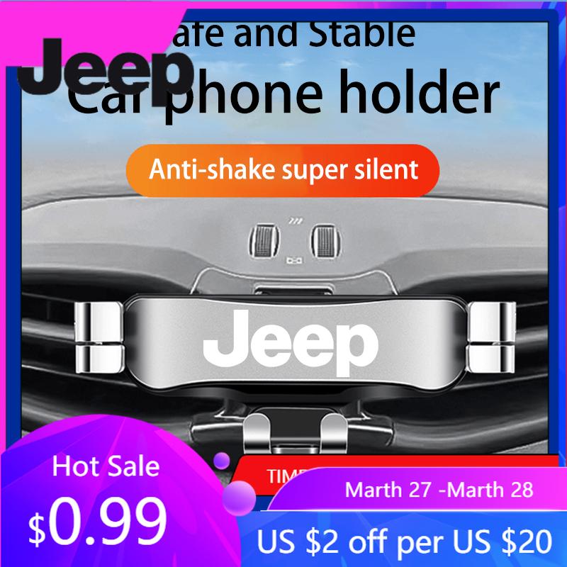 For Jeep ABS Gravity Car Phone Holder Air Vent GPS Stand Accessories For Jeep Grand Cherokee Wrangler JK Gladiator Compass Re