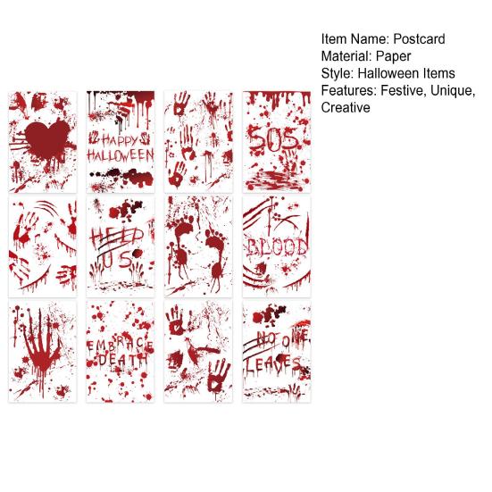 12 упаковок открыток на Хэллоуин со страшной кровью, отпечаток руки, липкие заметки, открытка на тему ужасов для приглашений на праздничную вечеринку