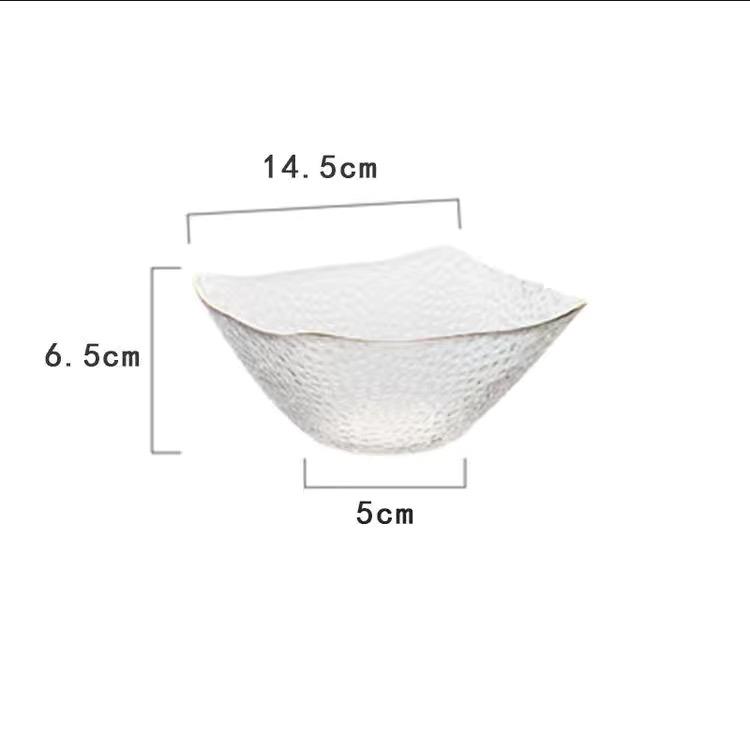 Квадратная салатница большой емкости, посуда, стеклянная салатница, миска для фруктов, миска для супа, миска для десерта, практичная кухонная утварь