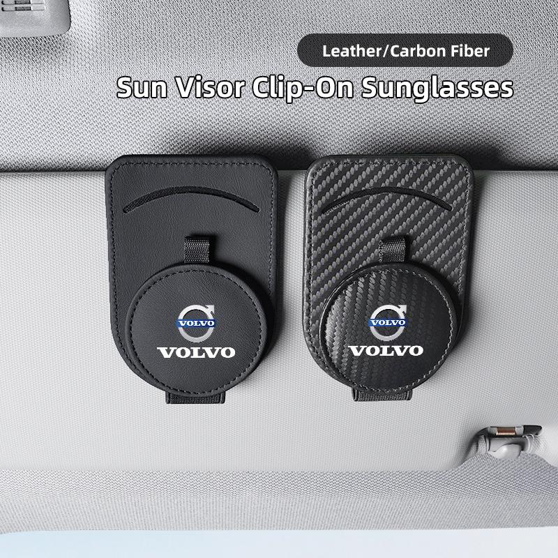 Multifunctional Leather Car Sun Visor Glasses Holder Clip For Volvo XC90 V90 V60 XC60 V40 EC40 EX40 S80 S60 S90 C40 XC40 V70 C70