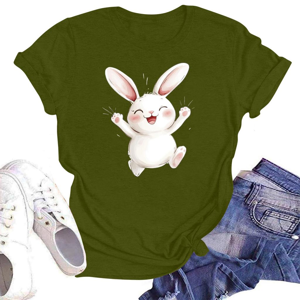 Women's Round Neck Casual Printed Short-sleeved T-shirt Top