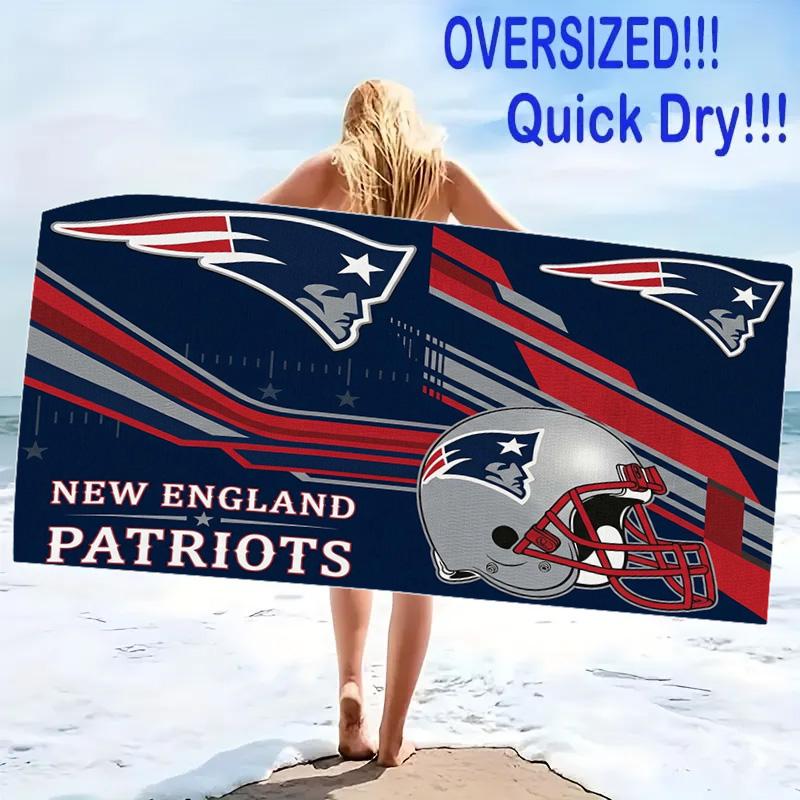 New England Patriots Logo Print Beach Towel, Large Soft Quick Dry Towel for Beach Camping Swimming