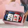 Creative Personality Ceramic Cup Cute Character Mug Gift Set Couple Pair Cup with Lid with Spoon Water Cup Ins