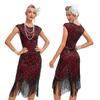 1920S Retro Ball Embroidered Fringed Dress Cocktail Party Large Size Sequined Beaded Mesh Dress