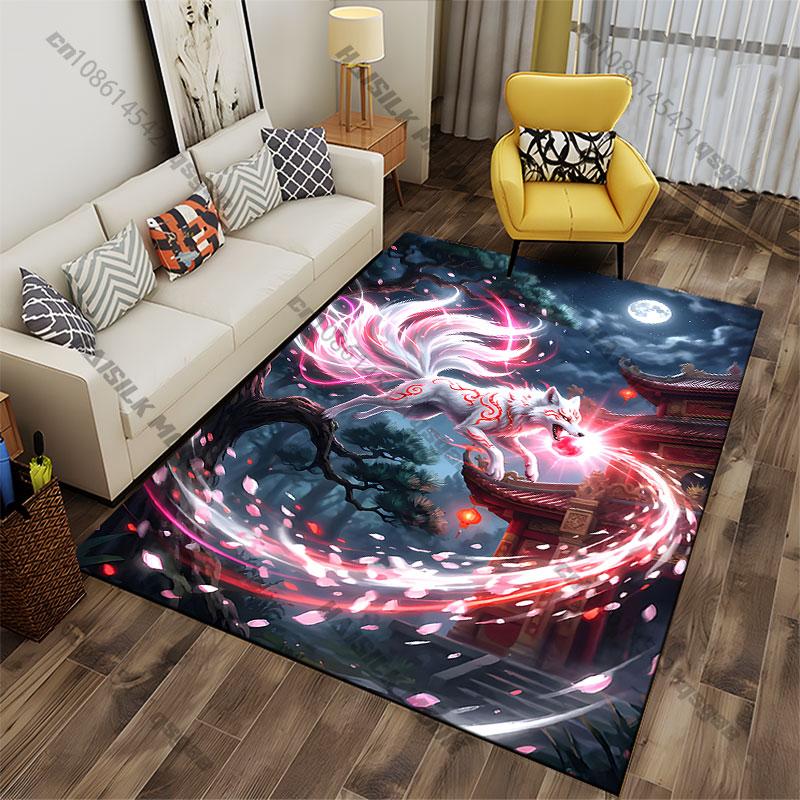 Mystical fox unleashing energy carpet Yoga living room room decor children's crawling mat doormat area rug games mat