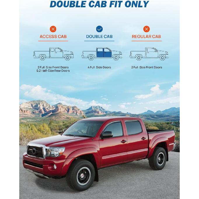 JOYTUTUS Вставные дефлекторы боковых окон, совместимые с 2005-2015 Tacoma Double Cab, дефлекторы окон, ветровики, козырьки от дождя, аксессуары для Tacoma