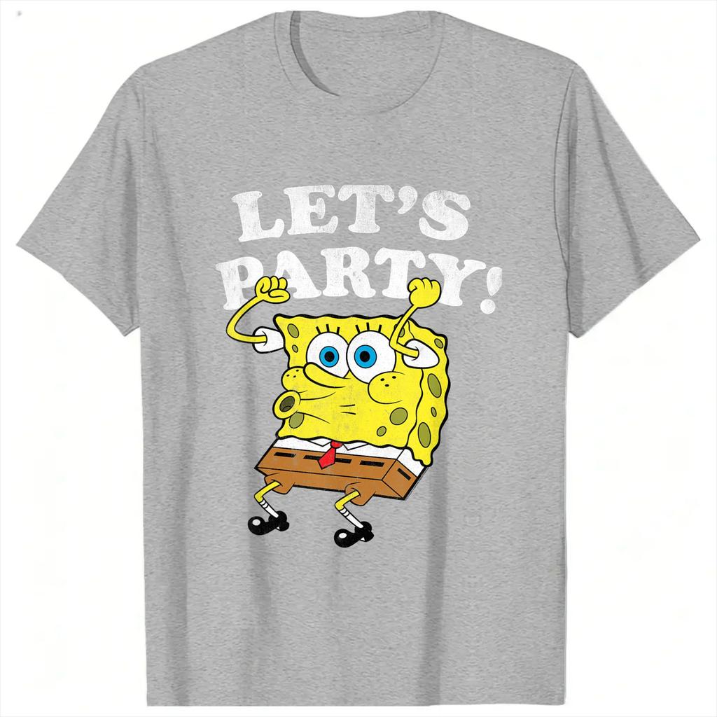 Unisexs Spongebobs Lets Party T Shirts 100 Cotton Clothing Beach Y2K Funny Short Sleeve TShirt O Neck Tee Shirt New Arrival