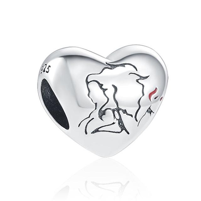 New 925 Silver Heart Shape Love Family Flower Rainbow Diy Fine Beads Fit Original Pendant Charms Silver 925 Bracelet Jewelry