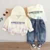 0-5 Years Old Boys' Long Sleeved Two-piece Set Children's New Letter Hooded Sweatshirt Casual Jeans Set Baby Fashion Clothes