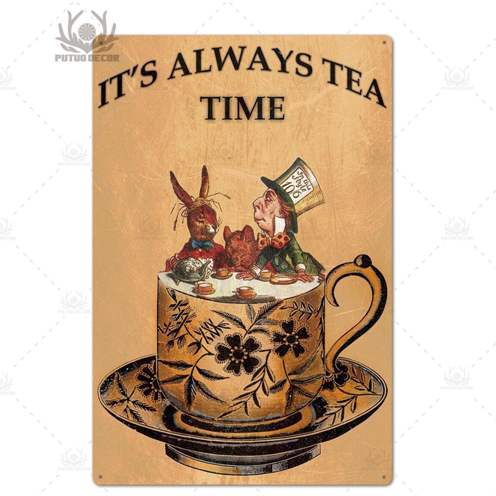 Tea Sign Metal Sign Plaque Metal Vintage Shabby Chic Tin Sign Metal Poster Decorative Iron Plate Kitchen Wall Decor