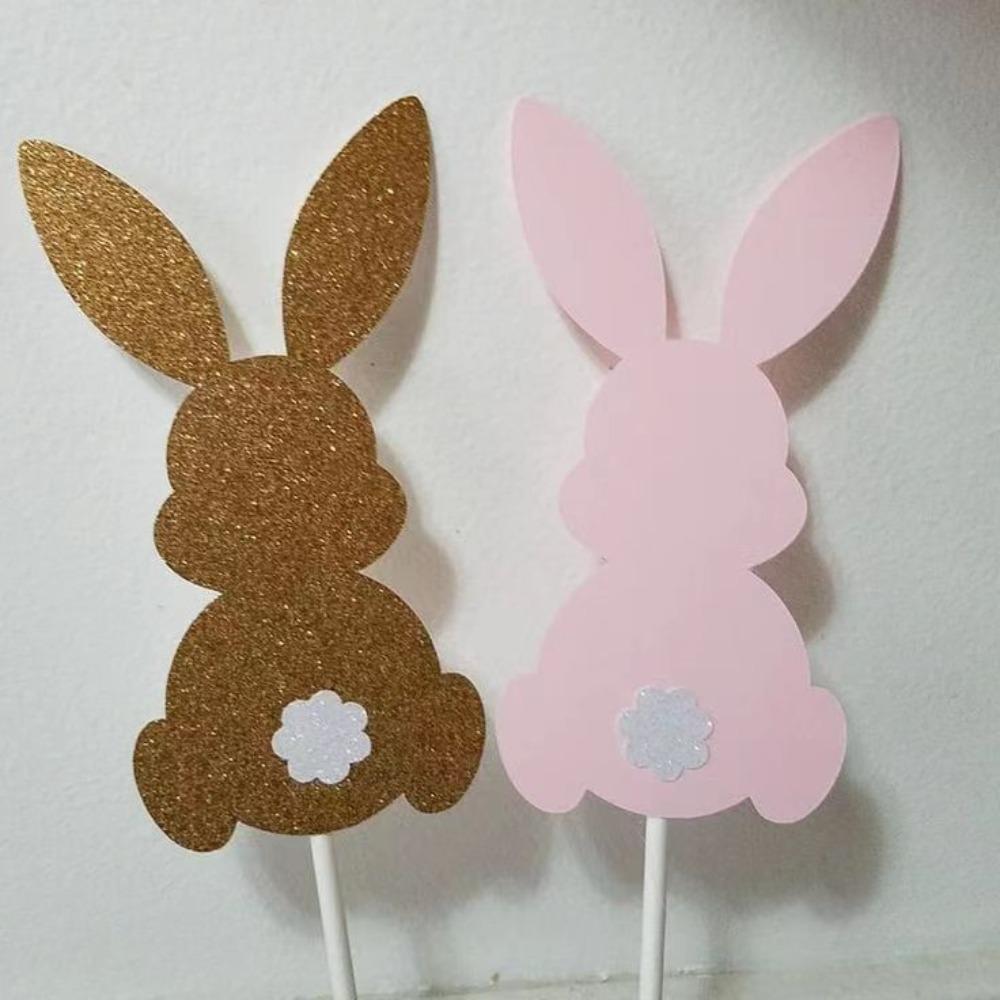 10pcs Cake Cupcake Toppers Rabbit Easter Party Decorations Cute Easter Bunny Ears