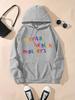 2025 AutumnWinter Mental Health Issues Printed Colorful Letter Women's Long Sleeve Round Neck Comfortable Hoodie Casual Clothing