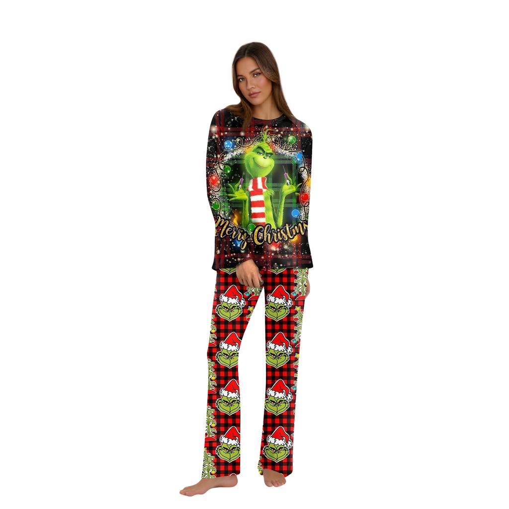 Christmas Print Family Outfit Long Sleeve Top + Pants Set Family Outfit