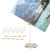 10Pcs Message Clip Desktop Metal Business Card Photo Golden Airplane Holder with Base