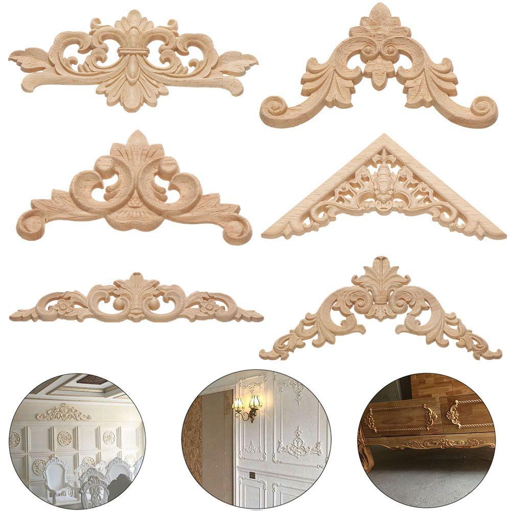 Decoration Unique Wood Carved Woodcarving Decorative Corner Appliques Frame Wooden Figurines Crafts