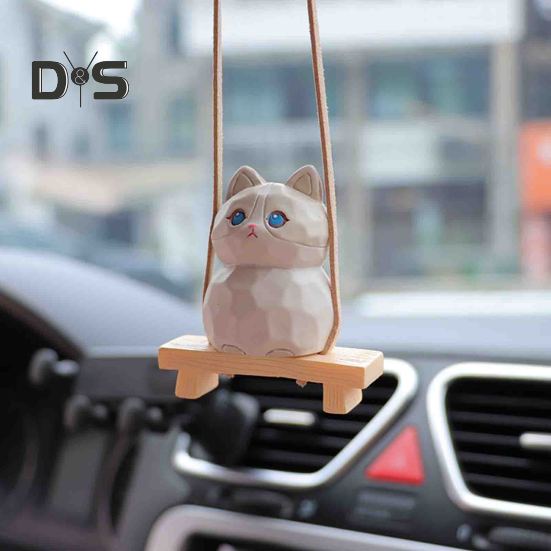 Подвесное украшение для автомобиля в виде кошки, мультяшный кот, зеркало заднего вида, воздушный шарм, милый кот, украшение для интерьера для любителей кошек