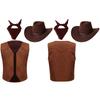 Kids Cowboy Costume Set 3Pcs Cow Print Fringe Vest Paisley Bandanna Cowboy Hat Halloween Carnival Dress Up