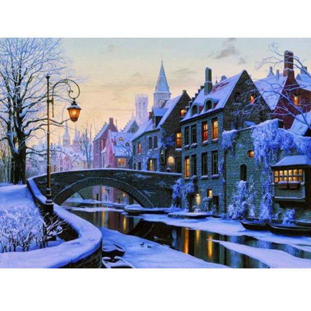 Landscape DIY 5D Diamond Painting Winter Snow Mosaic Rhinestone Full Round Drill Diamond Embroidery Cross Stitch Home Decor