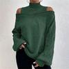 Ladies Autumn And Winter Fashion Off Shoulder Turtleneck Warm Solid Color Long Sleeve Sweater