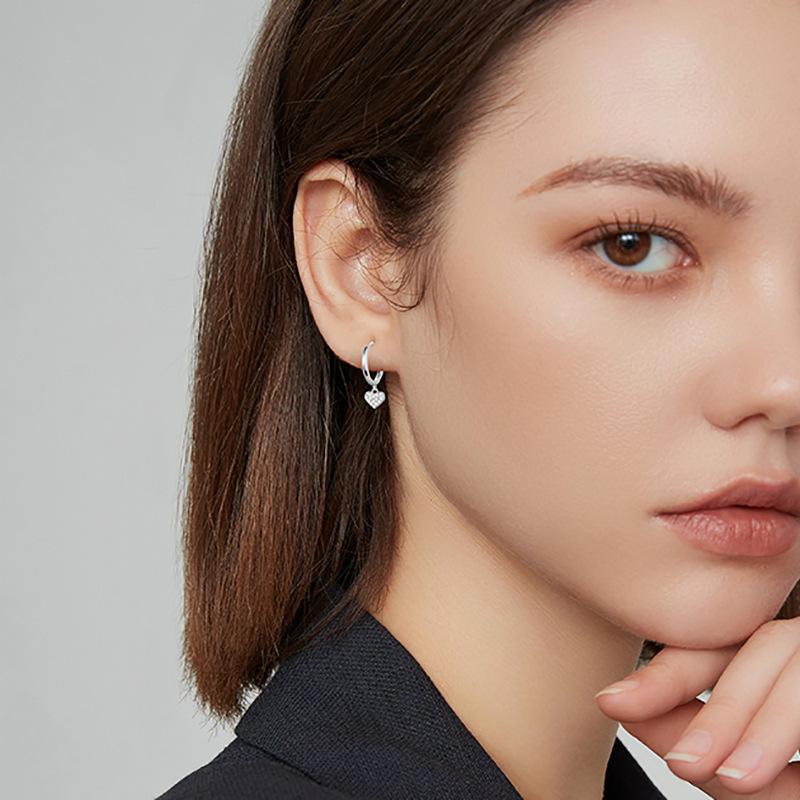 Gold Platinum Plated Heart Zircon Earrings Fashion Jewelry Heart CZ Earrings for Women