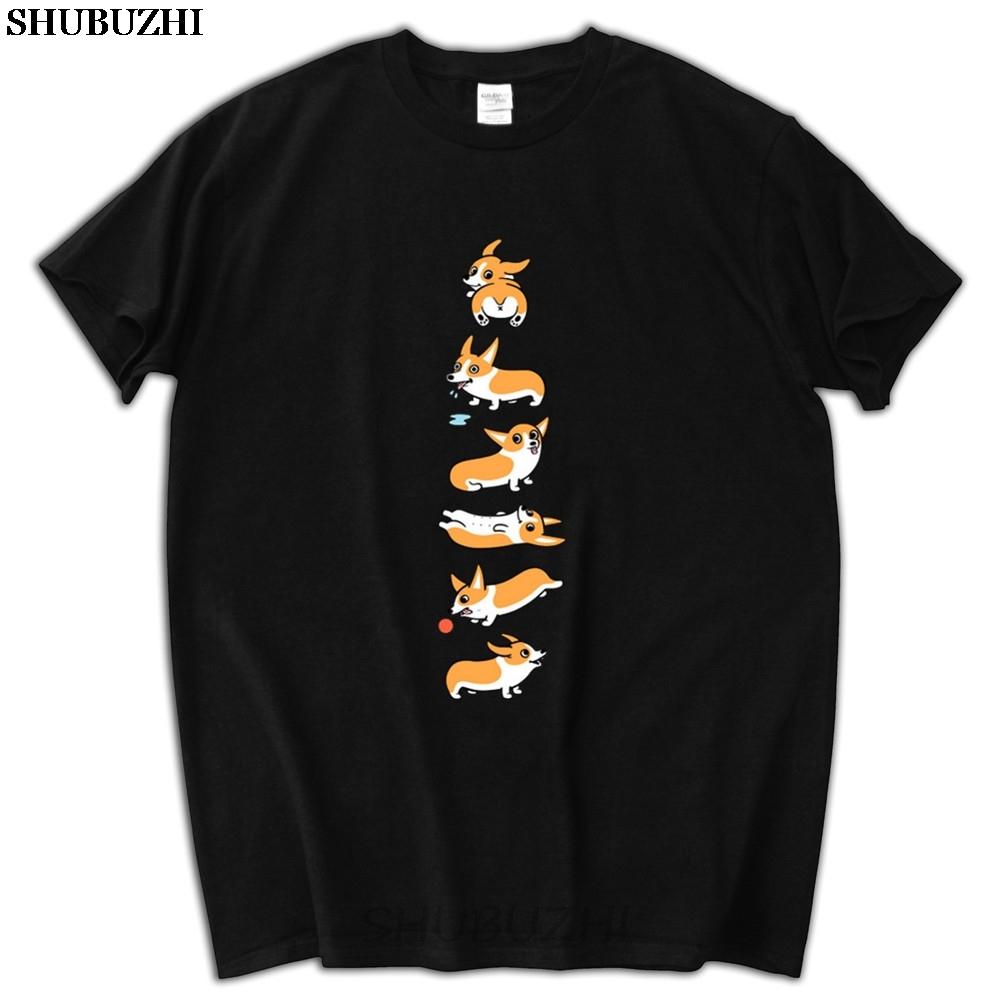 Unisex tee shirt Lovely Corgi Dog Unisex Shirt Casual White Short Sleeve Custom Group T Shirts sbz6043