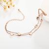 Anklet For Women Rose Gold Color Titanium Steel 7 Heart Double Layer Fashion 316l Stainless Jewelry (Ga106 )