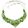 Peridot Quartz Gemstone Ethnic Style Silver Jewelry Necklace 16-18''