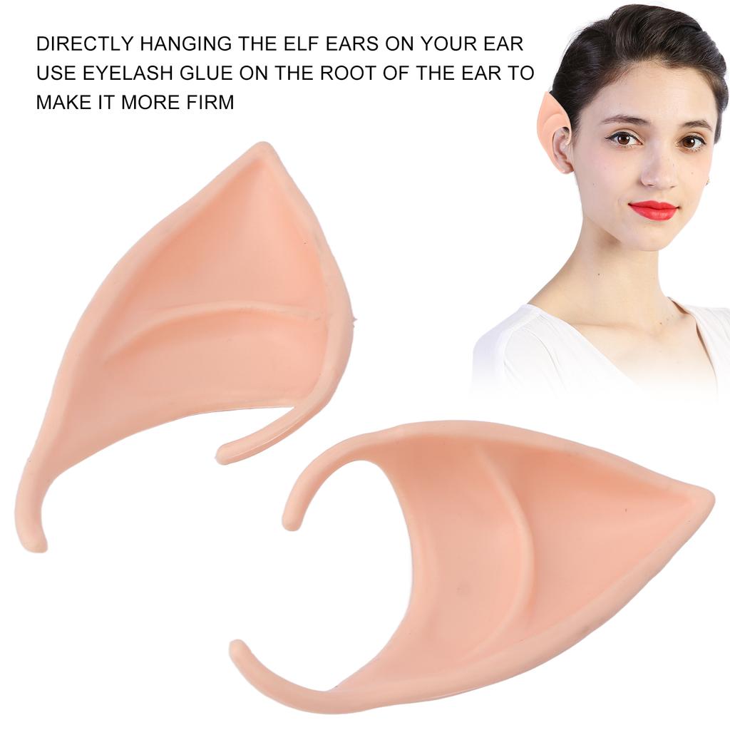 Cosplay Fairy Elf Ears Soft Plastic Cement False Artificial Ears Costume Props for Halloween Christmas Party