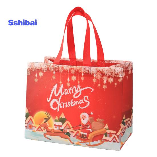 Рождественский подарочный пакет Санта-Клаус Снеговик Дизайн большой емкости с двойной ручкой из нетканого материала Подарочная упаковка для конфет