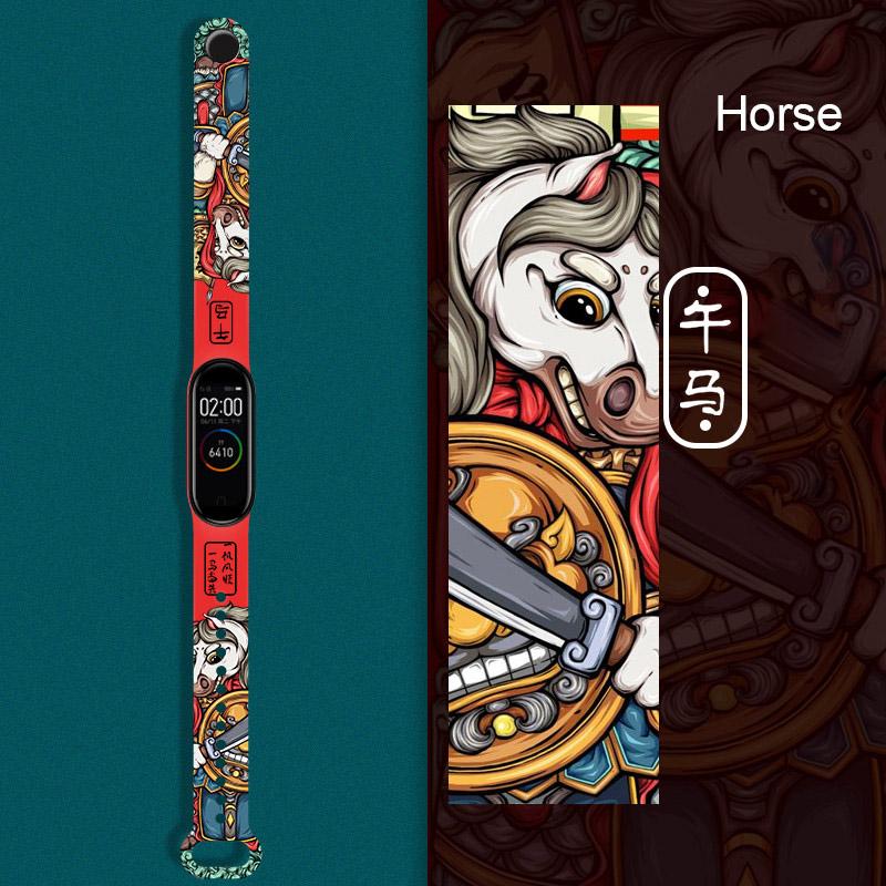 Силиконовый ремешок с рисунком китайского зодиака для Xiaomi Mi Band 3 4 5 6 7/NFC, сменный ремешок для браслета, аксессуары